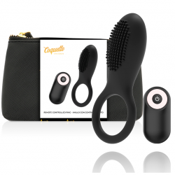 COQUETTE ANILLO VIBRADOR CONTROL REMOTO RECARGABLE NEGRO GOLD